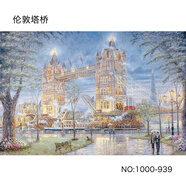 歐凱森拼圖一千塊1000片紙質(zhì)大尺寸卡通動漫成人減壓兒童類拼裝玩具 油畫藍:倫敦塔橋【海報】