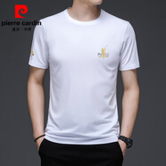 皮爾卡丹（pierre cardin）冰絲華夫格短袖t恤男2024春夏圓領(lǐng)新款中青年時(shí)尚休閑T恤衫 白色 175