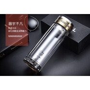 臥龍大展宏圖雙層玻璃茶杯圓形中式便攜男女商務(wù)送禮防摔加厚杯子 禮盒大展宏圖34 0ml 0只