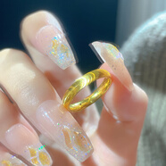 瑞諾（Ruinuo）黃金貓眼戒指女2023新款999足金光面素圈戒子生日禮物送女友 貓眼戒指13-14號/金重約1.58克