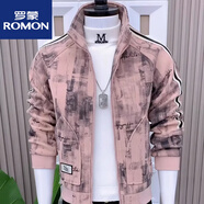羅蒙（ROMON）2025秋季男士外套春秋款男燈芯絨外套復古休閑夾克衫外套修身顯瘦 粉紅色 M 建議90-105斤