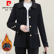 皮爾卡丹高檔2025春秋新款小香風(fēng)短外套女顯瘦遮肉名媛氣質(zhì)外穿上衣 黑色[加厚款]原版 XL 建議105-118斤