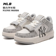 MLB官方情侶板鞋男 新年增高學(xué)長(cháng)鞋老花休閑鞋運動(dòng)鞋女鞋子3ASXCDN3N 紐約洋基隊/灰色/建議拍大半碼 40.5 255