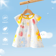 瑄妮薇女寶寶夏裝連衣裙嬰兒超萌可愛公主裙夏季小女孩裙子千 草莓花 90cm/M