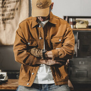 啄木鳥（TUCANO）美式重磅復(fù)古牛仔外套男春秋2025新款潮牌潮流休閑春季工裝夾克男 黃色 M 適合100-130斤 適合100-130斤