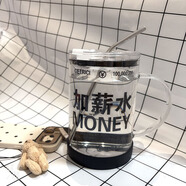 暢印1000ML大容量新款刻度玻璃喝水杯子帶蓋吸管杯辦公室夏季 加薪+黑硅膠底 1000ml 透明杯體+吸管+杯蓋+吸管刷