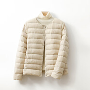 cheercoco2025冬季新款輕薄羽絨服女內膽小個(gè)子長(cháng)袖圓領(lǐng)內穿無(wú)領(lǐng)輕便背心潮 杏色 XL 【115-125斤】