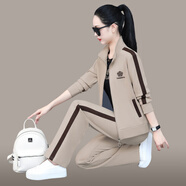 語(yǔ)縵 2025新款女裝春裝潮衛衣女春季休閑運動(dòng)服三件套套裝女春秋裝 6002杏色 M 80-100斤
