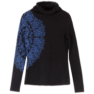 裂帛裂帛2025秋新款商場(chǎng)民族風(fēng)時(shí)尚刺繡堆領(lǐng)針織合體長(cháng)袖T恤 黑色 S