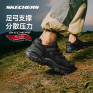 斯凱奇（Skechers）醒山丨戶外鞋男女款春夏透氣徒步鞋防滑耐磨休閑運(yùn)動(dòng) 男款/全黑色/BBK 41