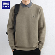 羅蒙（ROMON）輕奢秋冬季毛衣男士加絨加厚襯衫領(lǐng)針織衫內搭保暖假兩件針織線(xiàn)衫 綠色:M8801 XL :建議體重135-150斤