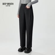 深呼吸DEEP BREATH女裝2025新款高腰造型直筒香蕉褲休閑長(cháng)褲女A100408 黑 S (2碼)