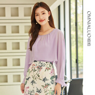 歐柏蘭奴【商場(chǎng)同款】24年春優(yōu)雅釘珠鏤空長(cháng)袖荷葉袖圓領(lǐng)套頭毛衫 P05紫色 M