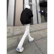 卡圖弛美式vibe高街白色牛仔褲男秋季潮流窄版修身彈力休閑微喇長(cháng)褲子男 白色 XL