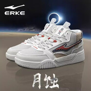 鴻星爾克（ERKE）男鞋高幫板鞋男冬季加絨保暖運動(dòng)鞋厚底防滑休閑滑板鞋 1536橡芽白/一度灰 無(wú)雙國潮 41