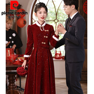 皮爾卡丹官方新中式敬酒服2025新款新娘秋冬結(jié)婚紅色訂婚禮服裙女冬季加絨 酒紅色旗艦款-旗艦款 S 旗艦款-旗艦款