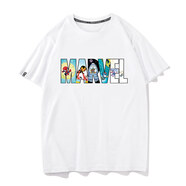 秀洛漫威marvel蜘蛛俠鋼鐵俠雷神滅霸聯(lián)名款衣服t恤上衣短袖半袖 白色 S