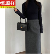 恒源祥灰色毛呢半身裙秋冬女2025新款高腰顯瘦直筒裙子后開叉一步裙長裙 灰色拉鏈款帶內(nèi)襯(裙長85cm) 建 XL 建議130斤左右