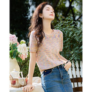 德瑪納【和悶熱說拜拜】夏季亞麻棉混紡線衫氣質(zhì)花紗小個(gè)子針織衫女上衣