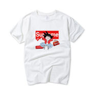 Champion拳擊貓咪短袖t恤男士大碼潮ins動(dòng)漫純棉青少年情侶余文樂(lè ) 白T-悟空提包 白T-悟空提包 2XL 190-210斤