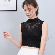 雷絲假領(lǐng)背心百搭蕾絲花邊打底假領(lǐng)子女甜美性感內(nèi)搭網(wǎng)紗蕾絲衫半高領(lǐng)包脖立領(lǐng) 黑色 L