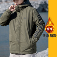 阿迪達(dá)斯 （adidas）棉服羽絨服男2025秋冬款休閑防風(fēng)保暖連帽棉襖加厚夾克風(fēng)衣外套 橄欖綠/保暖棉服 M