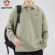 大嘴猴（paul frank）長袖T恤男士春秋季寬松polo衫男衛(wèi)衣男休閑外套男裝 杏色 M