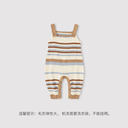 巴厘小豬【反季清倉(cāng)】嬰兒背帶褲舉重褲條紋毛線長(zhǎng)褲男女寶純棉連體衣秋冬 藍(lán)黃條紋 80 cm