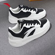 安踏（ANTA）女鞋運動(dòng)板鞋女秋季新款軟底學(xué)生小白運動(dòng)鞋休閑鞋 紙莎白/黑-3 35.5