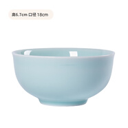 龍泉青瓷米飯碗陶瓷新款創(chuàng)意中式餐具家用加厚吃飯碗大號面湯碗喝粥碗小碗 7英寸粉青碗