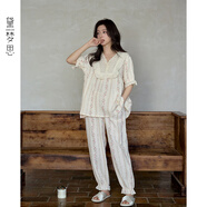 黛夢(mèng)思睡衣女夏季2025新款純棉短袖長(cháng)褲家居服甜美淑女可外穿套裝 JD20259【短袖長(cháng)褲】 M /身高155-161,體重80-105