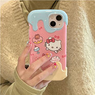 奶油立體蝴蝶結(jié)kt貓iPhone14手機(jī)殼13pro蘋果12可愛11軟xsmax女67 冰淇淋【奶油藍(lán)黃kt貓】單殼 蘋果6plus/6splus通用