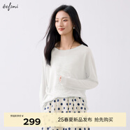 伊芙麗（eifini）伊芙麗圓領(lǐng)寬松慵懶風(fēng)長袖套頭針織衫女薄款上衣女2025夏裝新款 米白 L 125-140斤
