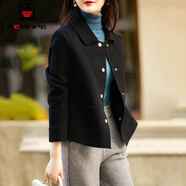 AEMAPE短外套女2025春秋冬季新款呢子外套女韓版氣質(zhì)時(shí)尚寬松上衣 黑色 L _115-125斤