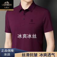 老爺車高檔桑蠶絲短袖男士t恤翻領(lǐng)polo衫純色寬松半袖冰.絲無(wú)痕體恤衫 字母B-紅色【無(wú)痕桑蠶絲短袖】 2XL 185/100A 推薦170-190斤