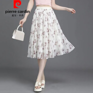 皮爾卡丹（pierre cardin）官方品牌高端2025夏新款碎花半身裙女小清新短裙大擺網紗印花a字 新面料雪紡紗(9906-7) 均碼 (松緊腰)