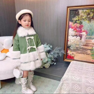G·DUCK KIDS小黃鴨女童大毛領(lǐng)秋冬款皮草外套加絨加厚冬季外穿公主毛毛衣甜美 綠色高端定制皮草 加絨冬款 110身高90-100左右