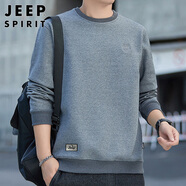 JEEP SPIRIT吉普衛(wèi)衣男春秋季韓版男士衛(wèi)衣圓領(lǐng)長袖t恤打底衫男裝 灰色 L 