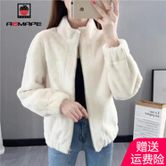 AEMAPE外套女2025春秋季新款時(shí)尚氣質(zhì)百搭皮毛一體女士短外套女 米白色_【皮毛一體】 L _【建議105-115斤】