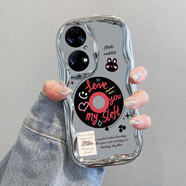 慕文 適用華為P50手機殼華p50E新款P50pro全包p59por防摔P怕oe榮耀P5o保護套p5 電鍍奶油紋-銀色-ZC28唱片 華為 P50