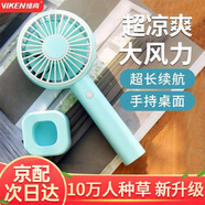 維肯 手持小風(fēng)扇迷你usb戶外手拿隨身便攜式可充電大風(fēng)力電池辦公室學(xué)生桌面宿舍臺(tái)式小電扇吹飯電風(fēng)扇 清新藍(lán)【2024升級(jí)大風(fēng)力-更安靜】帶桌面底座