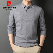 皮爾卡丹（pierre cardin）【5萬(wàn)+已加購】高端長(cháng)袖t恤男士中年商務(wù)休閑上衣寬松翻領(lǐng)polo 衫 88301灰色【冰涼透氣不起球】 3XL 185建議170-190斤