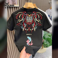 南極人（Nanjiren）2025中國風(fēng)男裝鯉魚刺繡短袖T恤男夏季國潮元素半袖圓領(lǐng)體恤上衣 刺繡短袖黑色 M