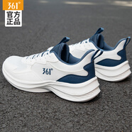 361°男鞋運動鞋子男休閑鞋春季新款耐磨軟底透氣網(wǎng)面跑步鞋 361度白/藍 44