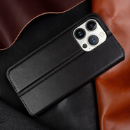 適用蘋果13/15手機(jī)殼翻蓋磁吸iPhone14pro防摔手機(jī)保護(hù)殼套 黑色 iPhone 15 Pro Max