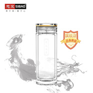 思寶思寶新品祥光貝采雙層玻璃杯辦公杯便攜車(chē)載禮盒包裝 3號-460ml