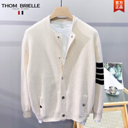 THOM BRIELLE湯姆TB四條杠針織開衫外套男裝秋裝新款毛衣男高端美式復(fù)古v領(lǐng)毛 杏色 XL