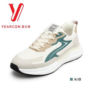 Y爾康2024年新款休閑男鞋秋季透氣網(wǎng)面運(yùn)動跑步鞋子輕便軟底鞋 米/綠 38