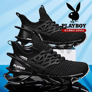 花花公子飛織網(wǎng)面老爹男鞋2025新款春秋季減震鞋子男運動(dòng)休閑鞋透氣潮鞋 黑色【主圖款】 39