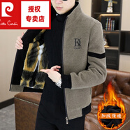 皮爾卡丹（pierre cardin）秋冬季呢子外套男士短款毛呢大上衣金貂絨男裝休閑加絨加厚夾克 5522卡其色【加厚】 加絨 XL 125-140斤